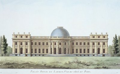 Koninklijk Paleis in Laken, uitzicht vanuit het park, uit 